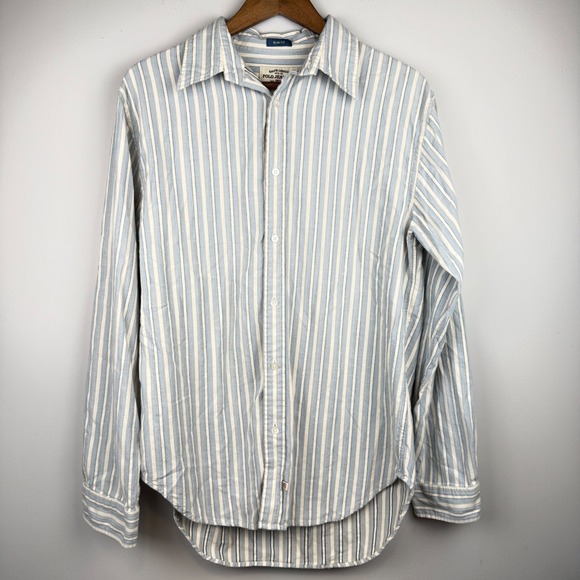 Polo Jeans Co Ralph Lauren Button Down Mens Medium Blue Stripe Slim Fit - Picture 2 of 10